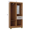 Ver imagem 3 de Guarda Roupa Solteiro Atlas Capelinha 3 Portas Cinamomo Off White - Poquema