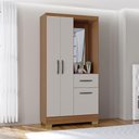 Ver imagem 4 de Guarda Roupa Solteiro Atlas Capelinha 3 Portas Cinamomo Off White - Poquema