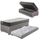 Ver imagem 1 de Bicama Box Baú Viúva 120x203 Courino Linho Cinza com Colchão Adapto Molas Ensacadas Ecoflex
