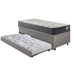 Bicama Box Baú Viúva 120x203 Courino Linho Cinza com Colchão Adapto Molas Ensacadas Ecoflex - 9
