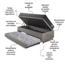 Ver imagem 5 de Bicama Box Baú Viúva 120x203 Courino Linho Cinza com Colchão Adapto Molas Ensacadas Ecoflex