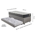 Ver imagem 2 de Bicama Box Baú Viúva 120x203 Courino Linho Cinza com Colchão Adapto Molas Ensacadas Ecoflex