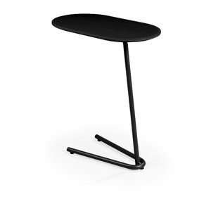 Mesa Auxiliar Maragogi Aço Carbono Preto Tampo Laca Preto + Vidro
