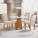 Ver imagem 1 de Mesa Kansas 100cm 4 Cadeiras Arizona Tampo Redondo Plus Vidro Off White