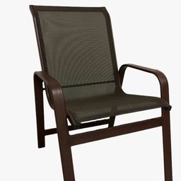Poltrona Lótus de Tela Sling e Alumínio Cor Marrom - 1