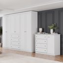 Ver imagem 1 de Conjunto Quarto Casal Guarda Roupa 6 Portas e Cômoda 4 Gavetas Americano Henn