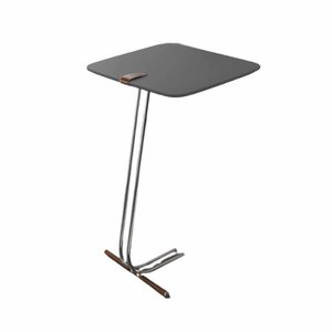 Mesa de Apoio para Sofá Bandeja Concreto Base Cromada