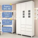 Ver imagem 7 de Quarto de Bebê com Guarda-Roupa 3 Portas, Cômoda e Berço Mini Cama Brincadeira Espresso Móveis