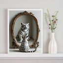 Ver imagem 2 de Quadro Decorativo Gato Espelho Tigre 24x18cm - com Vidro:moldura Branca