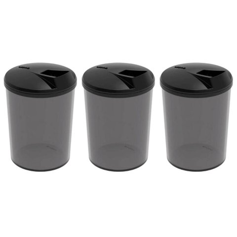 Kit 3 Porta Farofa Temperos Farinheira com Tampa 400ml Fumê