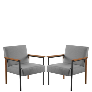 Kit 2 Poltronas Decorativas Fontana para Sala de Estar Aveludada Cinza - Mobilia Mobilia