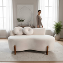 Ver imagem 2 de Namoradeira Sofá Feijão Lounge 120cm Orgânica Bouclé Bege