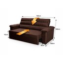 Ver imagem 3 de Sofá Retrátil Reclinável 2 Lugares com Molas 1,50m Quantum Suede Velut Marrom - King House