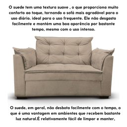 Sofá 2 Lugares para Sala Moderno Confortável Ágata Suede Bege - 5
