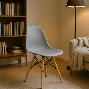 Cadeira Charles Eames Eiffel Ef-008 Base Madeira - Cinza