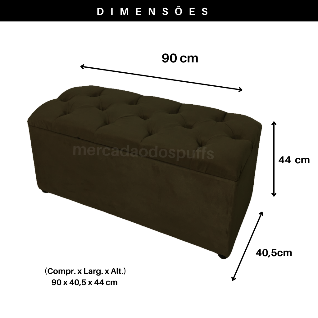 Bau Solteiro Capitonê Pé de Cama Decoração Guarda Objetivos - Marrom - 2