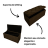 Bau Solteiro Capitonê Pé de Cama Decoração Guarda Objetivos - Marrom - 3