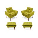 Ver imagem 1 de 2 poltronasAmarela opala com 2 puff decorativa confortável para sala quarto recepção suede luxo