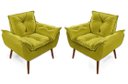 Ver imagem 3 de 2 poltronasAmarela opala com 2 puff decorativa confortável para sala quarto recepção suede luxo