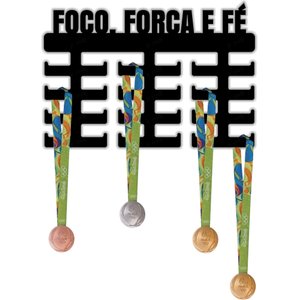 Expositor de Medalhas Mdf Foco Força Fé 32 Suportes