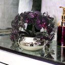 Ver imagem 2 de Arranjo Grande 4 Flores Orquídeas Artificial Vaso Espelhado