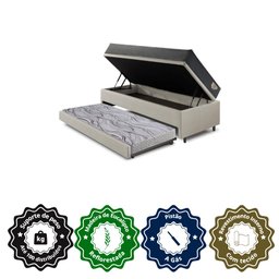 Bicama Box Baú Viúva 120x203 Courino Linho Areia com Colchão Adapto Molas Ensacadas Ecoflex - 6