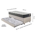 Ver imagem 2 de Bicama Box Baú Viúva 120x203 Courino Linho Areia com Colchão Adapto Molas Ensacadas Ecoflex