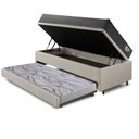 Ver imagem 4 de Bicama Box Baú Viúva 120x203 Courino Linho Areia com Colchão Adapto Molas Ensacadas Ecoflex