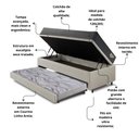 Ver imagem 5 de Bicama Box Baú Viúva 120x203 Courino Linho Areia com Colchão Adapto Molas Ensacadas Ecoflex