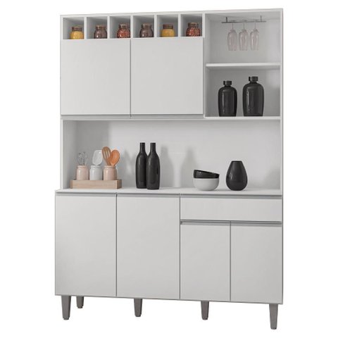 Kit Cozinha Compacta 6 Portas 130 Cm Alice Branco Reajl Moveis