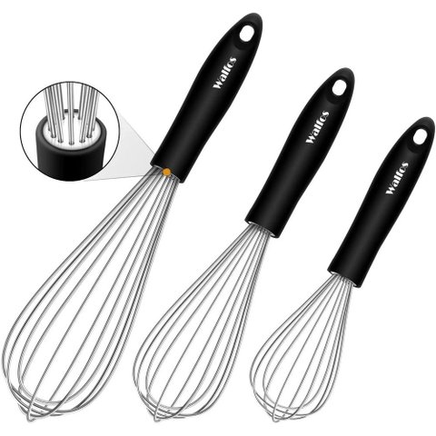 Batedor de Ovos Walfos Fio de Aço Manual Preto