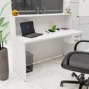 Ver imagem 2 de Balcão Atendimento Recepção Consultório 1400x600 com Gaveteiro Netmobil - Branco