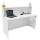 Ver imagem 4 de Balcão Atendimento Recepção Consultório 1400x600 com Gaveteiro Netmobil - Branco