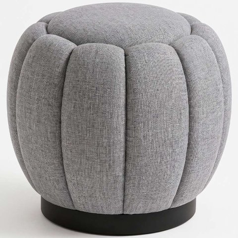 Puff Redondo 48cm Joy Linho Cinza - Sallar Home