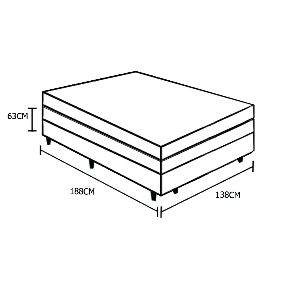 Cama Box Baú Casal Colchão Molas Ensacadas Classic Anjos + Box Sintético 63x138x188:Marrom - 4