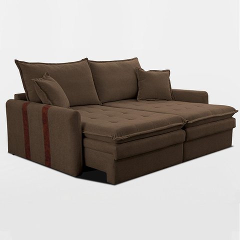 Sofá Baú sem Caixa Retrátil 1,80m Softgel Bonnie Boucle Marrom Cama Inbox