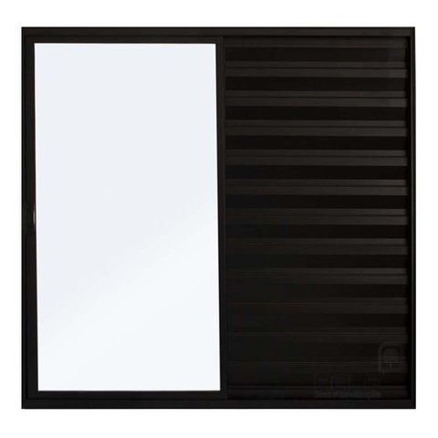 Janela de Alumínio Preto Veneziana de Correr 3 Folhas Sem Grade Hale Esquadrias - 1.00(L) X 1.00(A)