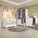 Ver imagem 7 de Quarto de Bebê Completo com Guarda Roupa com Janela Berço e Cômoda 100% MDF Retrô Kakau Espresso Móveis