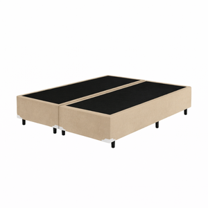 Cama Box Casal Bipartida 138x188cm Bege – Base Reforçada