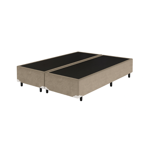 Cama Box Casal Bipartida 138x188cm Bege – Base Reforçada