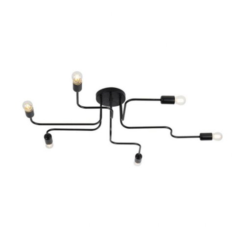Plafon Taschibra Cronos 6XE27 240W Preto Metal