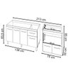 Balcão Cozinha Gabinete de Pia 140cm Camila e Balcão Evelyn para Fogão Cooktop 5 Bocas e Forno Elétr - 6