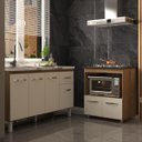 Ver imagem 2 de Balcão Cozinha Gabinete de Pia 140cm Camila e Balcão Evelyn para Fogão Cooktop 5 Bocas e Forno Elétr