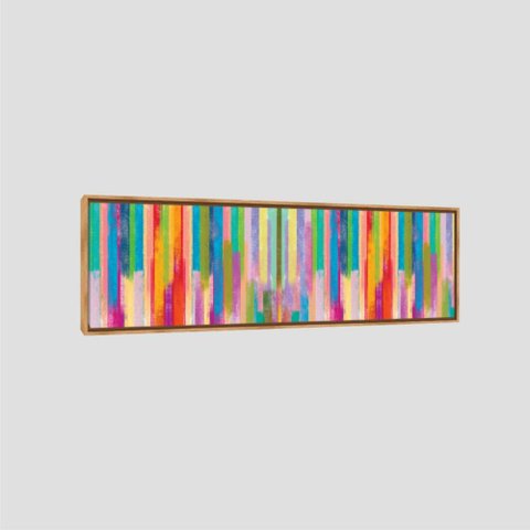 Quadro Panorâmico Line Color 100X30Cm Moldura Bege