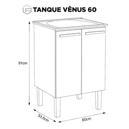 Gabinete De Lavanderia Branco Em Aço 60 x 50cm Com Tanque Sintético Cinza Venus - Cozimax - 8