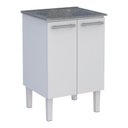 Ver imagem 1 de Gabinete De Lavanderia Branco Em Aço 60 x 50cm Com Tanque Sintético Cinza Venus - Cozimax