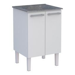 Gabinete De Lavanderia Branco Em Aço 60 x 50cm Com Tanque Sintético Cinza Venus - Cozimax - 1