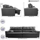 Ver imagem 3 de Sofá Retrátil e Reclinável 2,52m Luxos Cama Inbox Velusoft Cinza