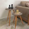 Conjunto Mesa De Canto Lateral Decoração Café Madeira Sala - 4