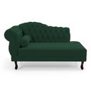 Ver imagem 1 de Divã Recamier Lavínia Clássico 120cm Capitonê com Pés de Madeira Veludo Verde Escuro - Desk Design